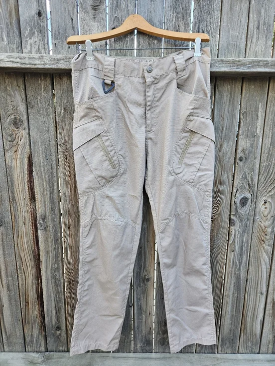 Men Beige Utility Cargo Pants - Neutral Workwear Style Size L - Picture 14 of 16